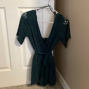Lace dark green romper